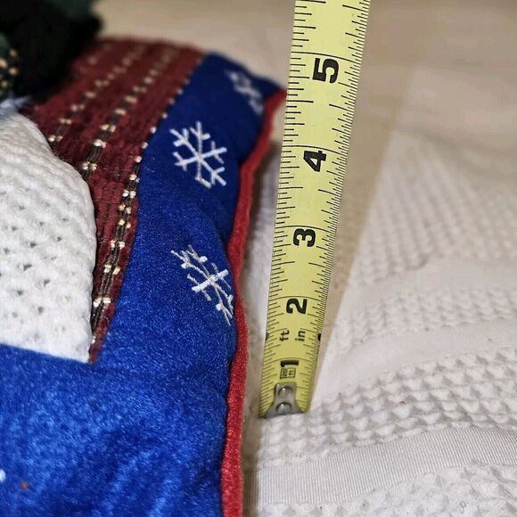 Vintage Quilted Snowman Throw Pillow Crochet Outfit Christmas Decor Let It Snow - Picture 11 of 13